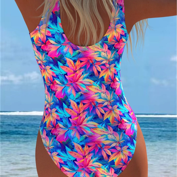 Damen Einteiliger Badeanzug mit lebhaftem Blumenmuster und komfortablem Schnitt Drune