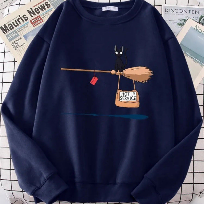 Damen Sweatshirt mit kreativem Katzenmotiv Drune