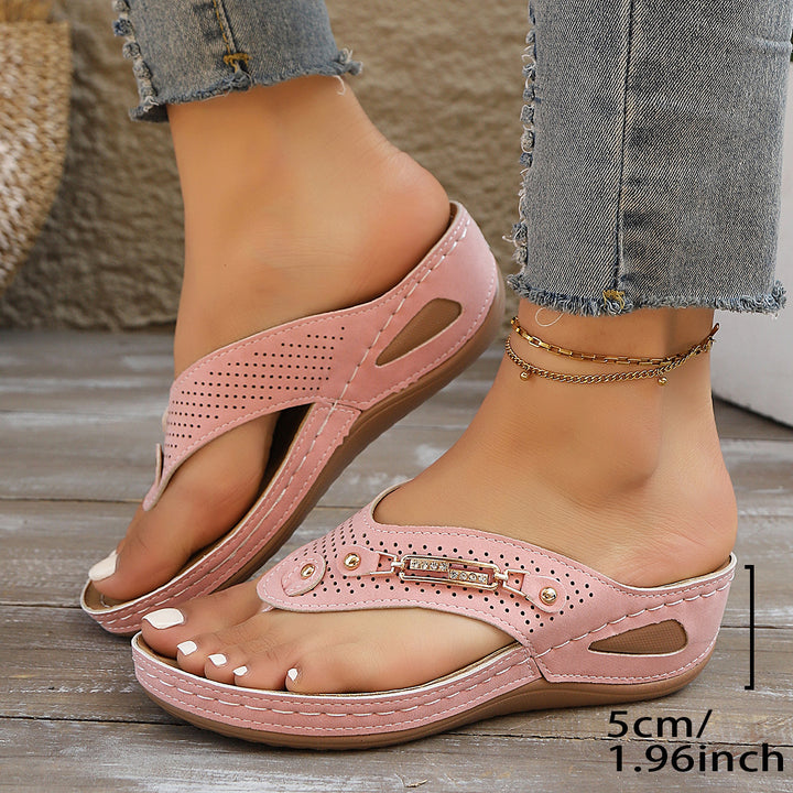 Damen Komfort Sandalen mit anatomischem Fußbett und luftdurchlässigem Obermaterial Drune