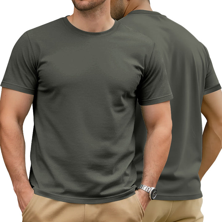 Herren nan Basic Kurzarm-T-Shirt aus hochwertigem Baumwollmix mit Rundhalsausschnitt, flachen Nähten und Regular Fit Drune