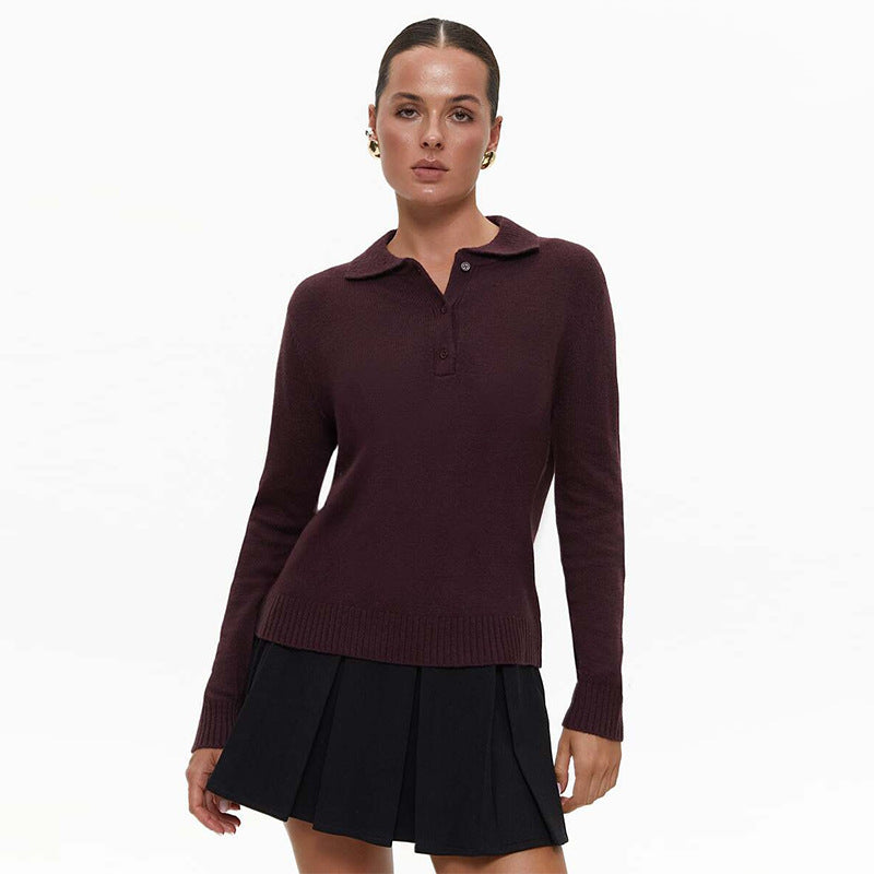 Damen eleganter Strickpullover mit Kragen Drune