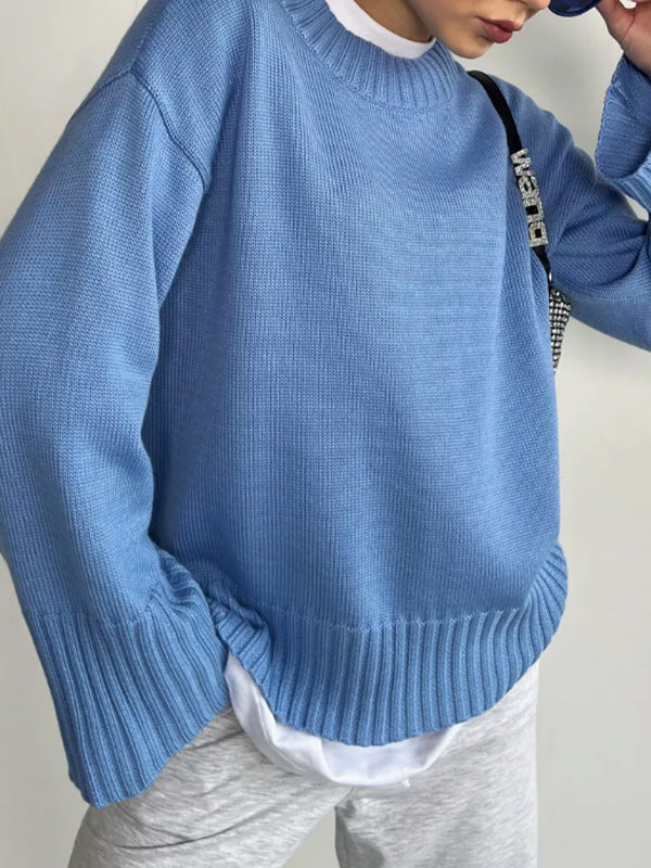 Damen eleganter Pullover mit weitem Schnitt und strukturierten Ärmeln Drune