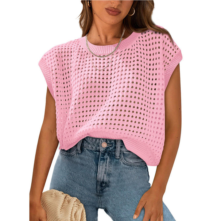 Damen lässiges Stricktop mit luftiger Lochstruktur Drune