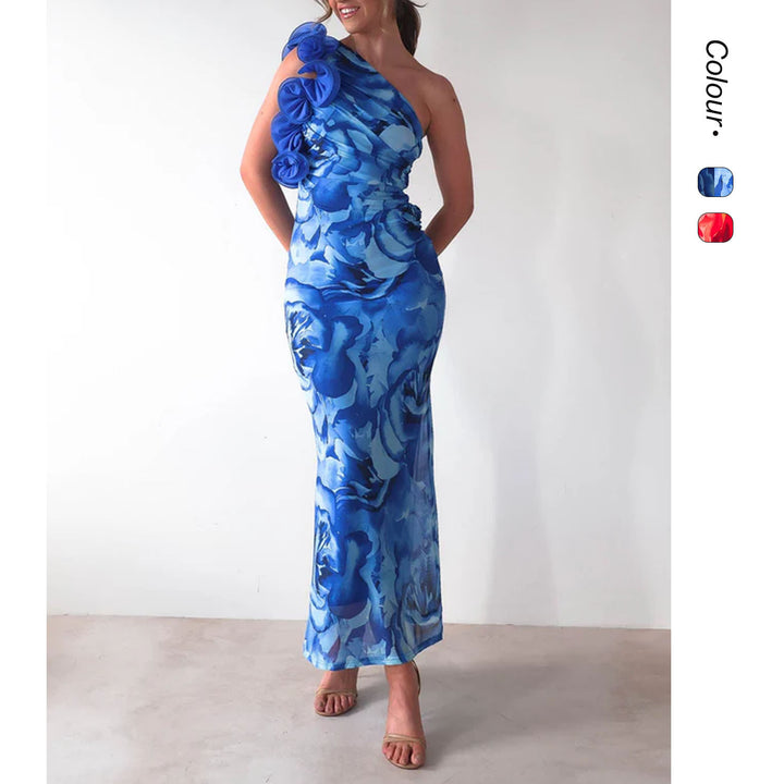 Damen Elegantes Abendkleid mit einseitigem Rüschen-Design und schmalem Schnitt Drune