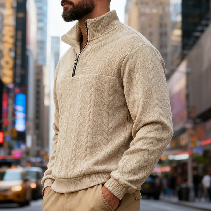 Herren Fleece-Pullover mit hohem Kragen und Reißverschluss Drune