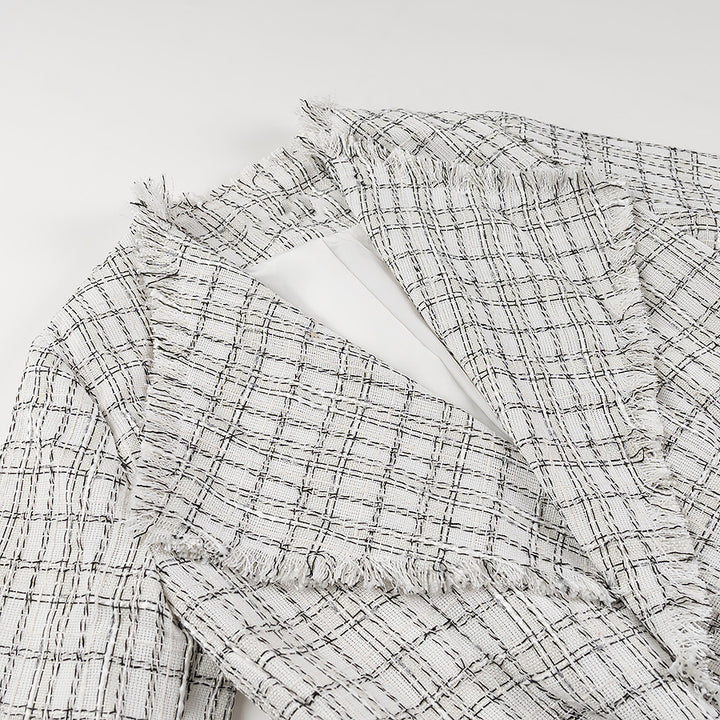 Damen Modischer Blazer mit Gürtel und strukturiertem Muster Drune