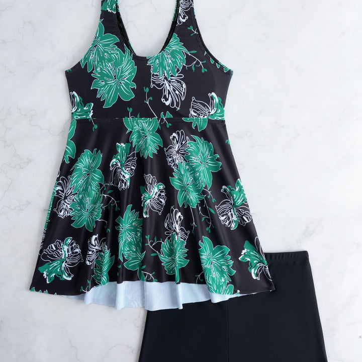 Damen Tankini mit floralem Wickeldesign und bequemen Shorts Drune