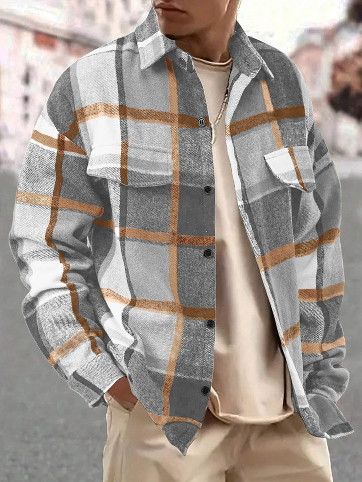 Herren nan weite Karo-Hemdenjacke aus weichem Flanell mit aufgesetzten Brusttaschen Drune