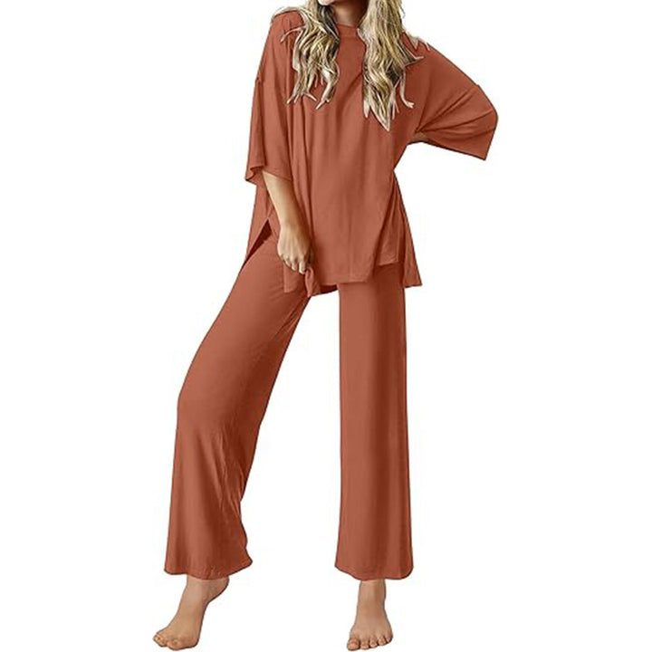 Damen Bequemer Schlafanzug mit Weitem Schnitt und Kurzarm Drune