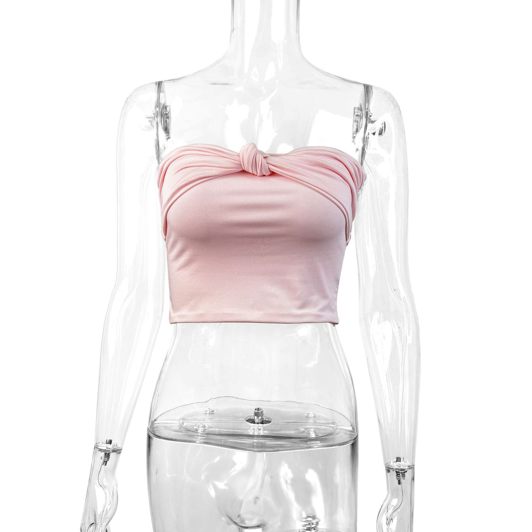 Damen Bandeau Crop-Top mit Knoten-Design Drune