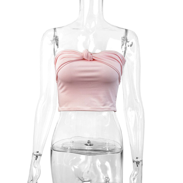 Damen Bandeau Crop-Top mit Knoten-Design Drune