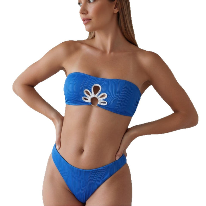 Damen Bandeau-Bikini mit modischem Blüten-Detail Drune