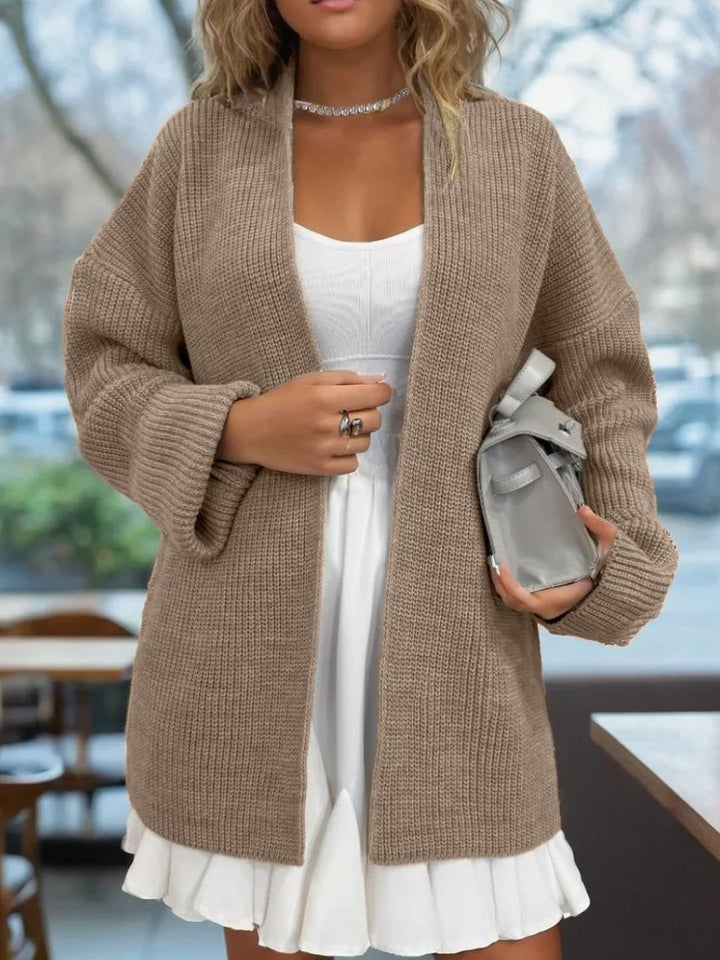 Damen Strickjacke mit Bindegürtel und weit geschnittenen Ärmeln Drune