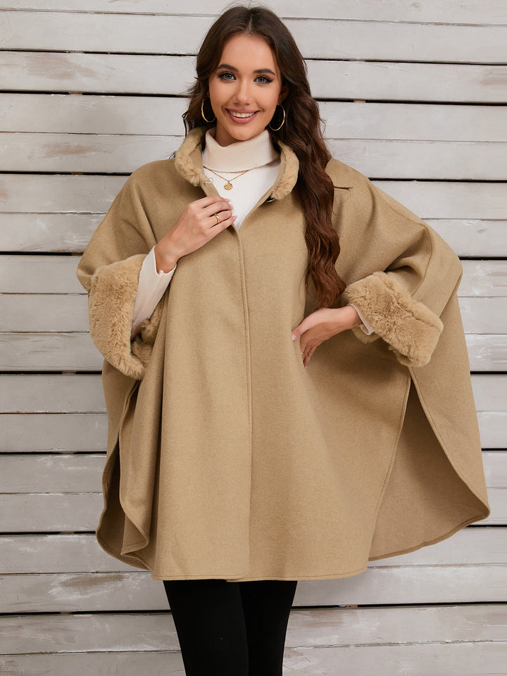 Damen Übergroße Umarmende Poncho mit Kuschelfutter Drune