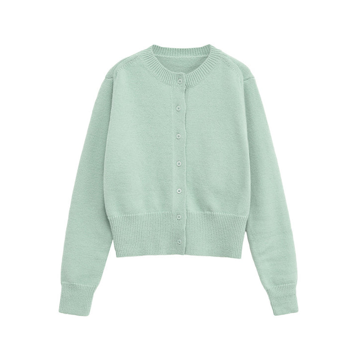 Damen Kurze Strickjacke mit Knopfverschluss und Rippdetails Drune