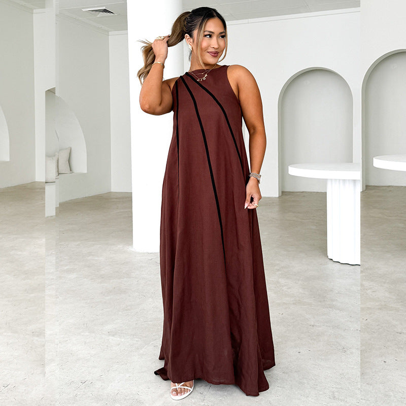 Damen Maxikleid mit asymmetrischem Schnitt und eleganter Schnürung Drune