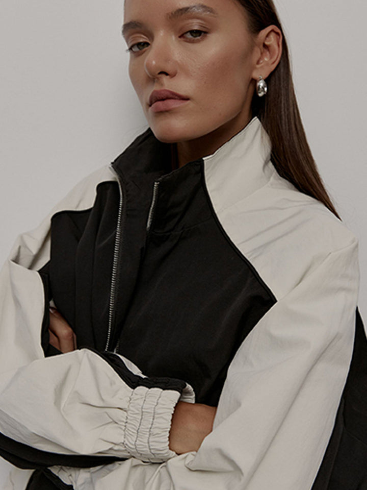 Damen nan sportive Oversize-Trackjacke mit hohem Stehkragen und Raglanärmeln Drune