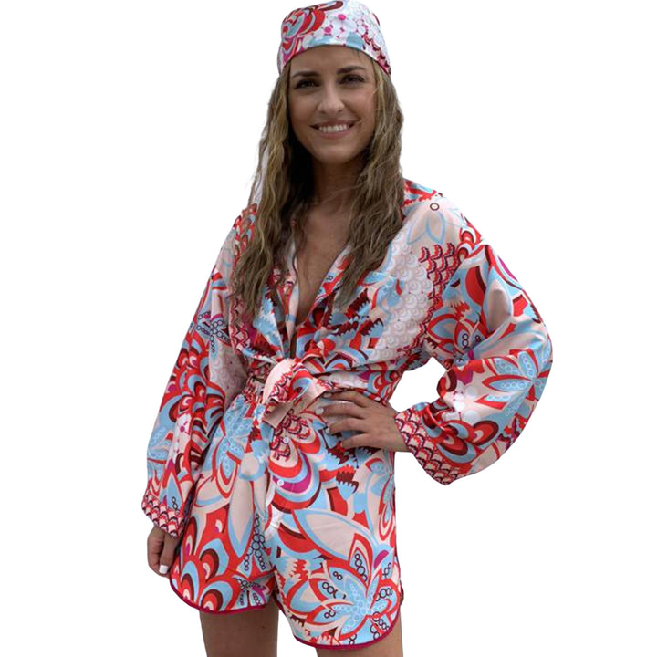 Damen Blusenset mit floralem Muster und Shorts Drune