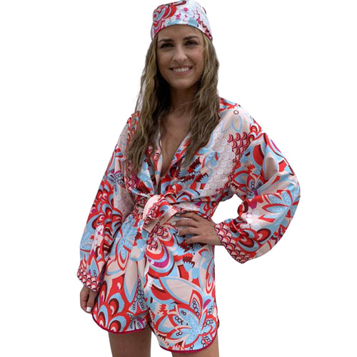Damen Blusenset mit floralem Muster und Shorts Drune