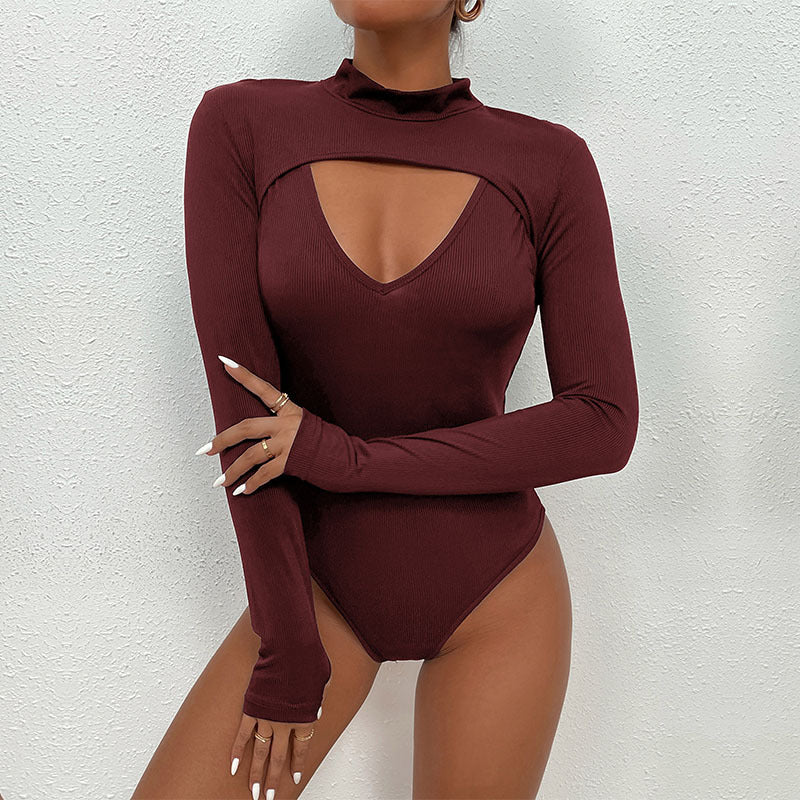 Damen Langarmbody mit modischem Cut-Out und hochgeschlossenem Design Drune