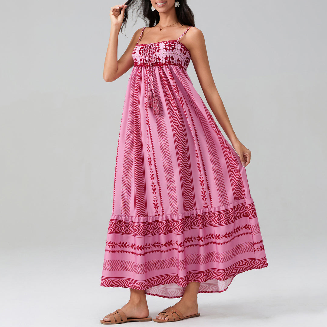 Damen Maxikleid mit raffiniertem Boho-Muster Drune