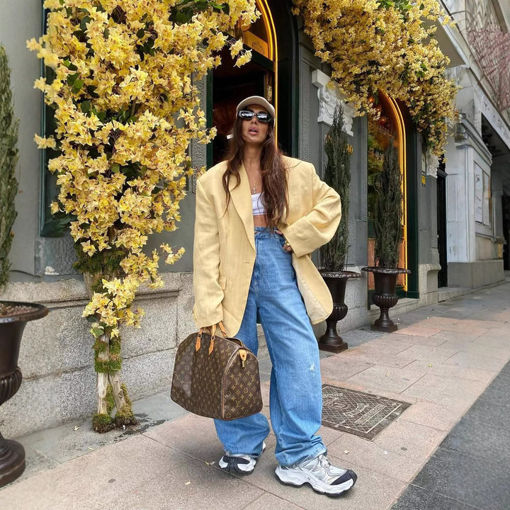 Damen Oversized Blazer aus hochwertigem Leinen Drune
