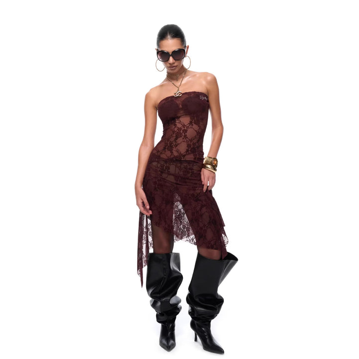 Damen Elegant geschnittenes Spitzenkleid Drune