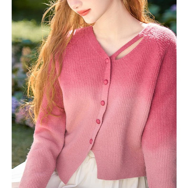 Damen angora Strickjacke mit modernen Cut-Out-Details Drune