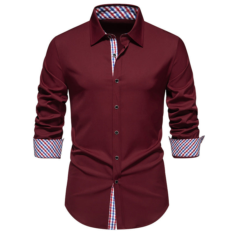 Herren elegantes Langarmhemd mit modernen Karodetails Drune