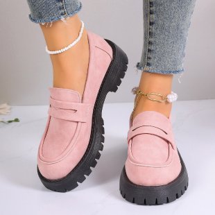 Damen nan robuste Plateau-Loafer mit profilstarker Gummilaufsohle und dekorativem Sattelriemen Drune