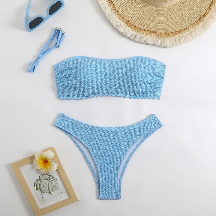 Damen Bandeau-Bikini-Set mit strukturiertem Oberteil und klassischem Schnitt Drune