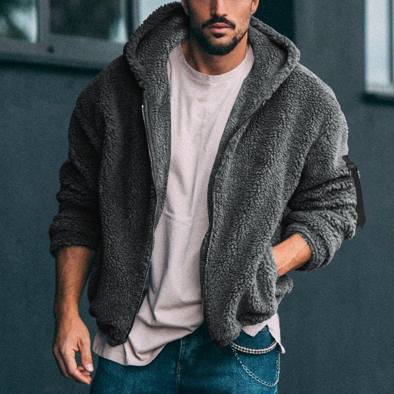 Herren Fleecejacke mit weichem Innenfutter und Kapuze Drune