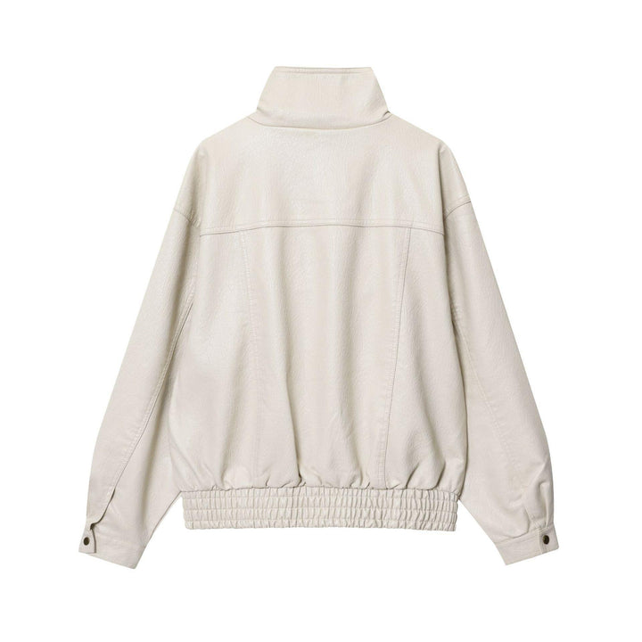 Damen Kunstlederjacke mit hohem Kragen und praktischen Taschen Drune