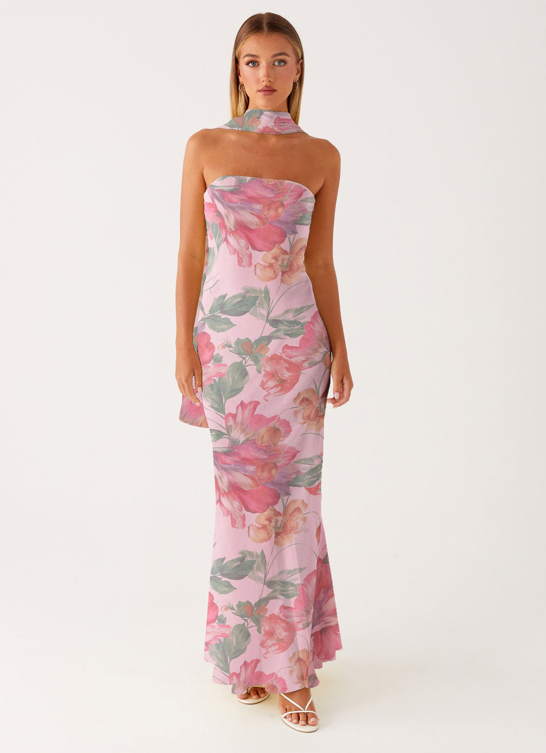 Damen Elegantes Langarm Abendkleid im Blumendesign Drune