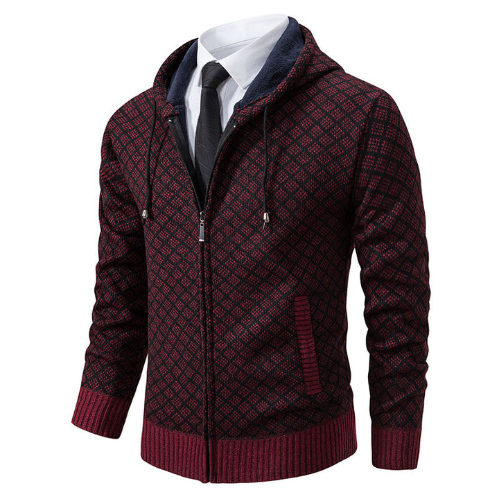Herren stylische Jacke mit modernem Wabenmuster und Kapuze Drune