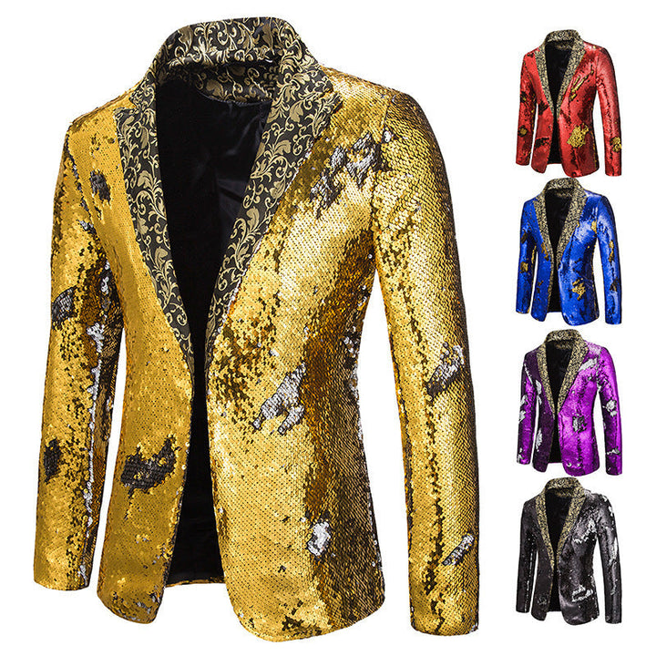 Herren extravagante Pailletten-Blazerjacke Drune