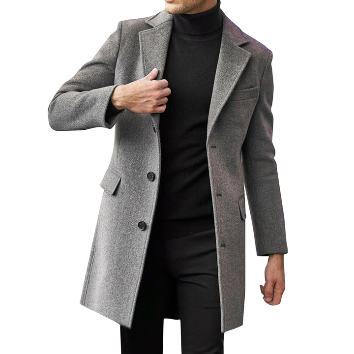 Herren Klassischer Wollmantel mit eleganten Knopfdetails Drune