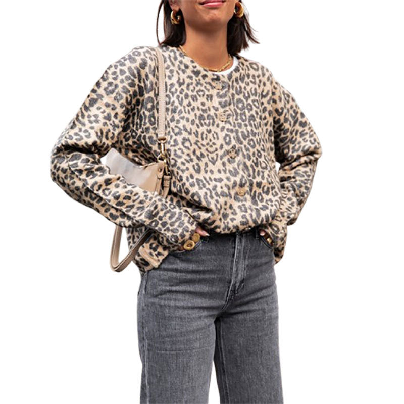 Damen modischer Cardigan mit tierischem Muster Drune