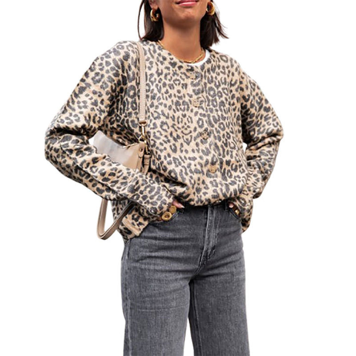 Damen modischer Cardigan mit tierischem Muster Drune