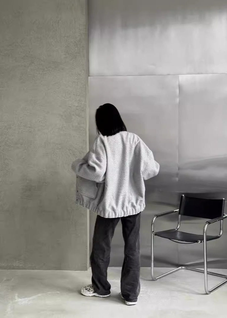Drune | Oversized Fleece Druckknopfjacke