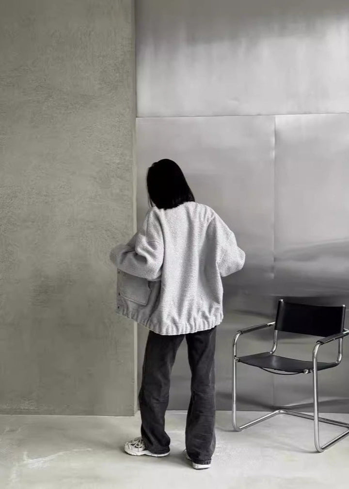 Drune | Oversized Fleece Druckknopfjacke