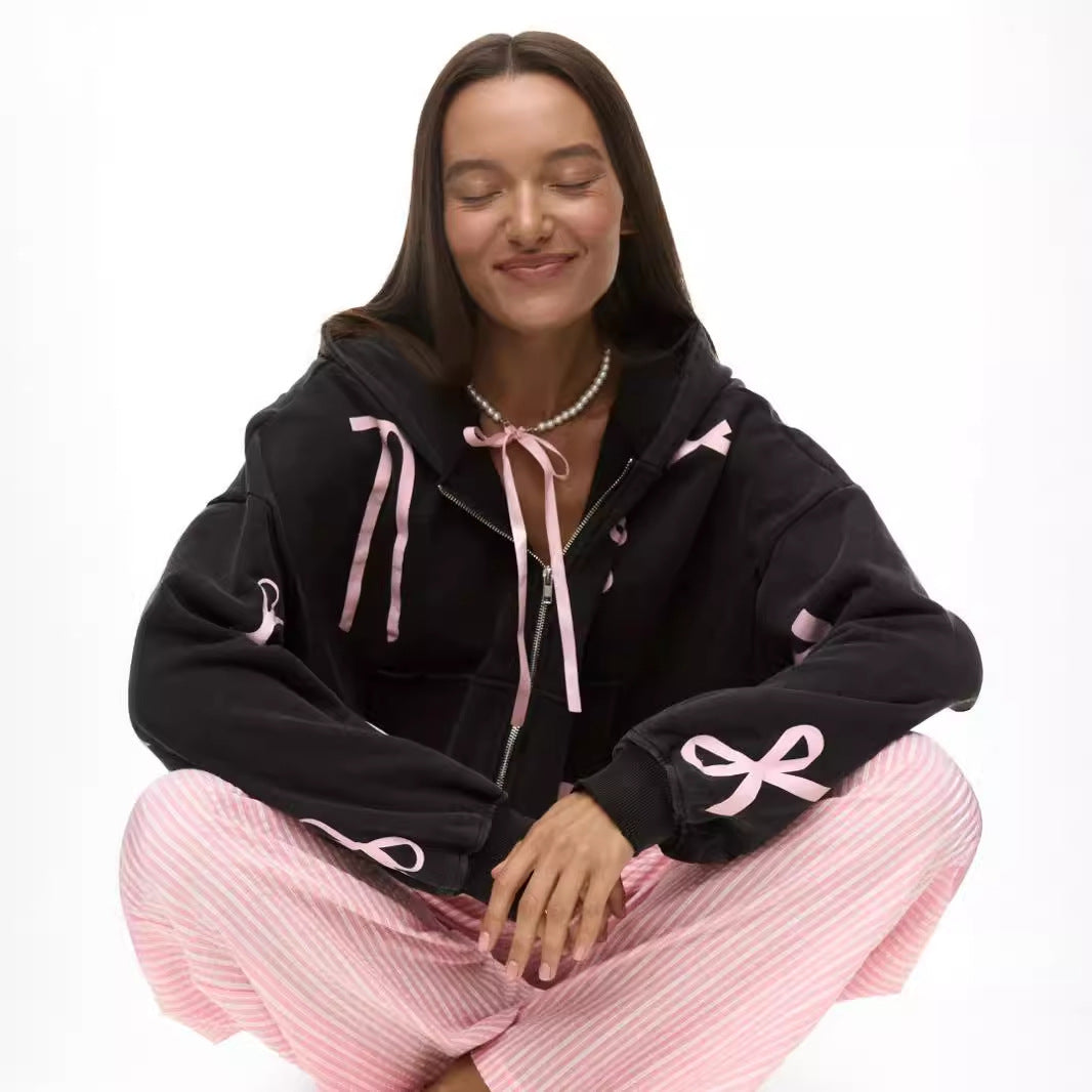 Damen Oversized Kapuzenjacke mit auffälligen Bänder-Design Drune
