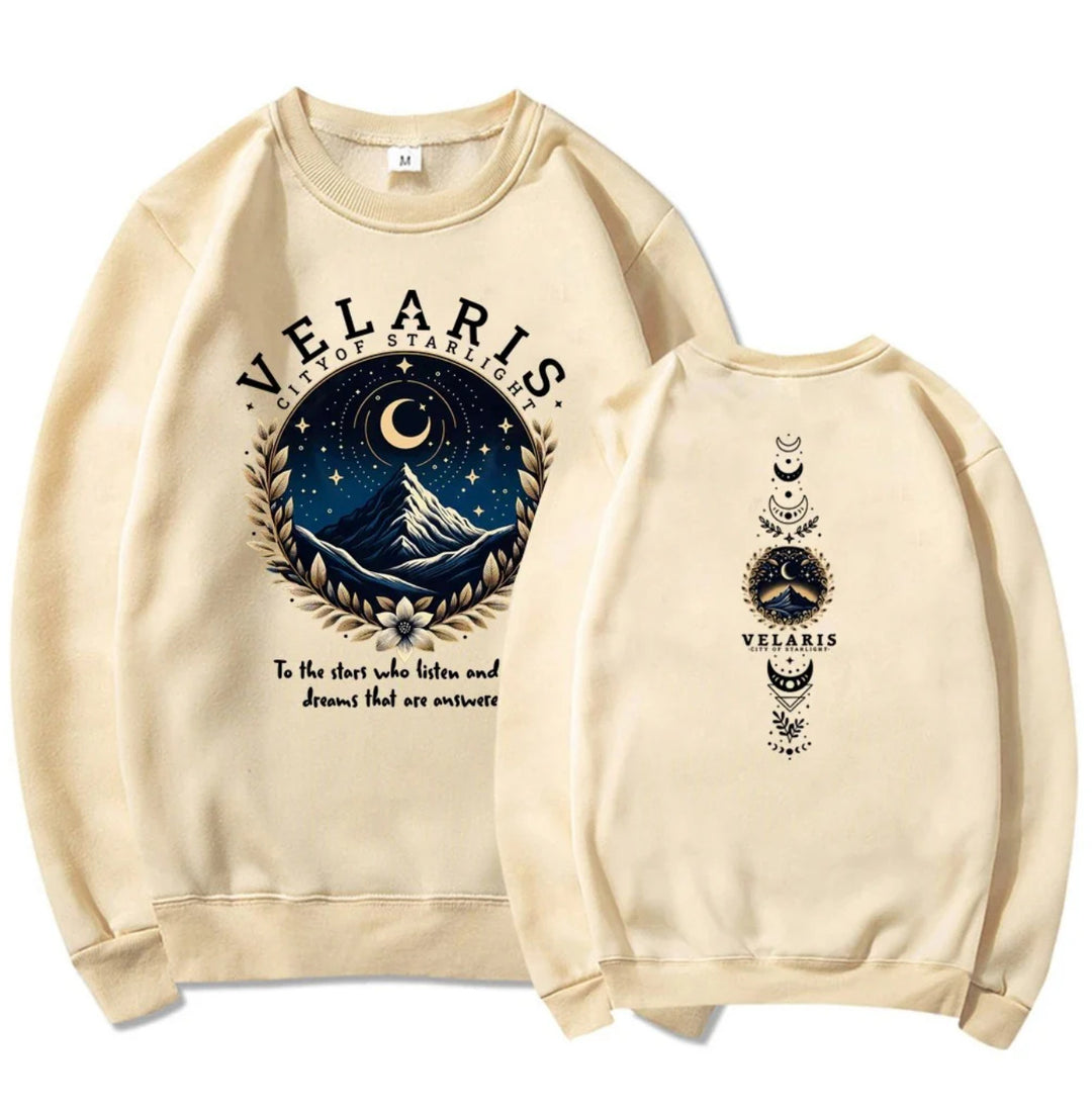 Damen Sweatshirt mit künstlerischem Nachthimmel-Motiv Drune