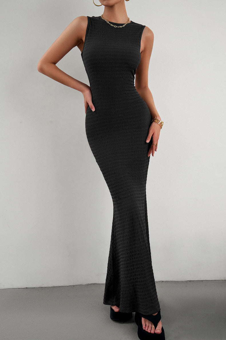 Damen figurbetontes Maxikleid mit elegantem strukturiertem Obermaterial Drune