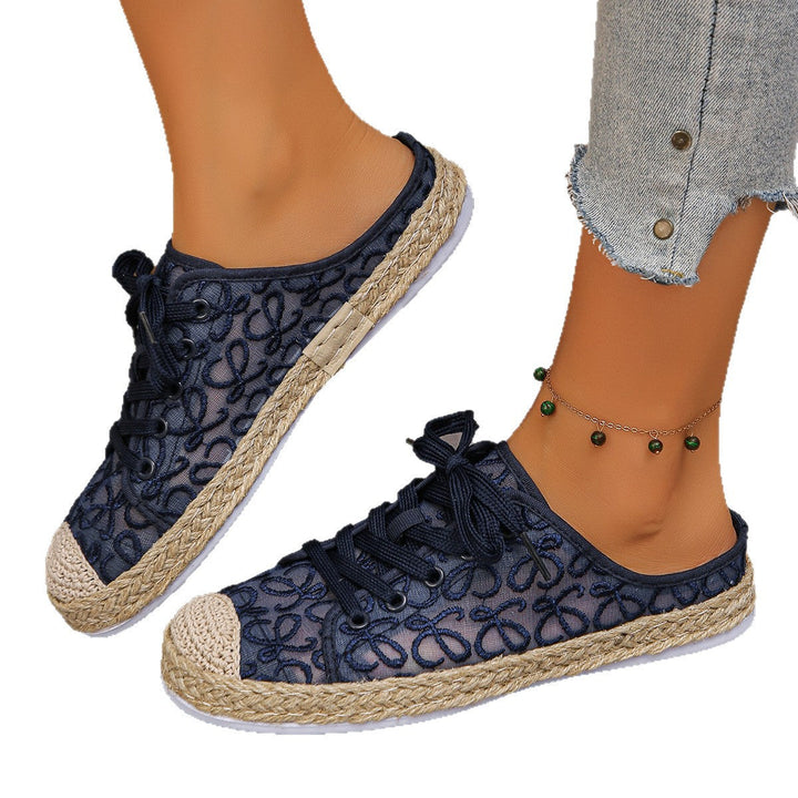 Damen Trendige Sneaker mit floralem Netzdesign und Jute-Akzent Drune