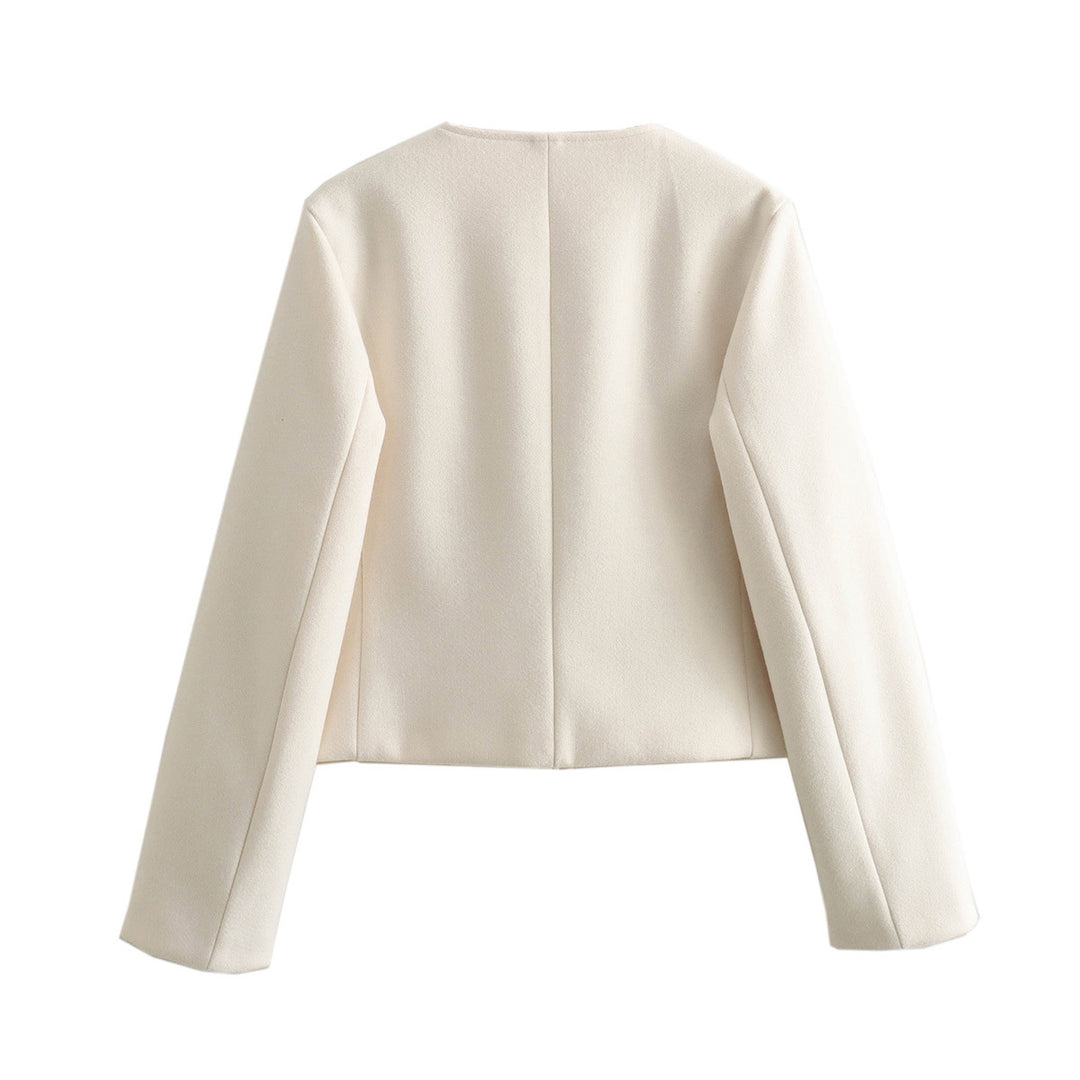 Damen elegante Kurzjacke mit strukturierten Knopfdetails Drune