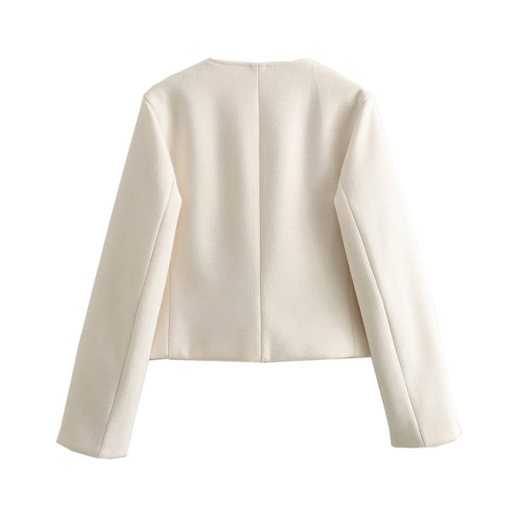 Damen elegante Kurzjacke mit strukturierten Knopfdetails Drune