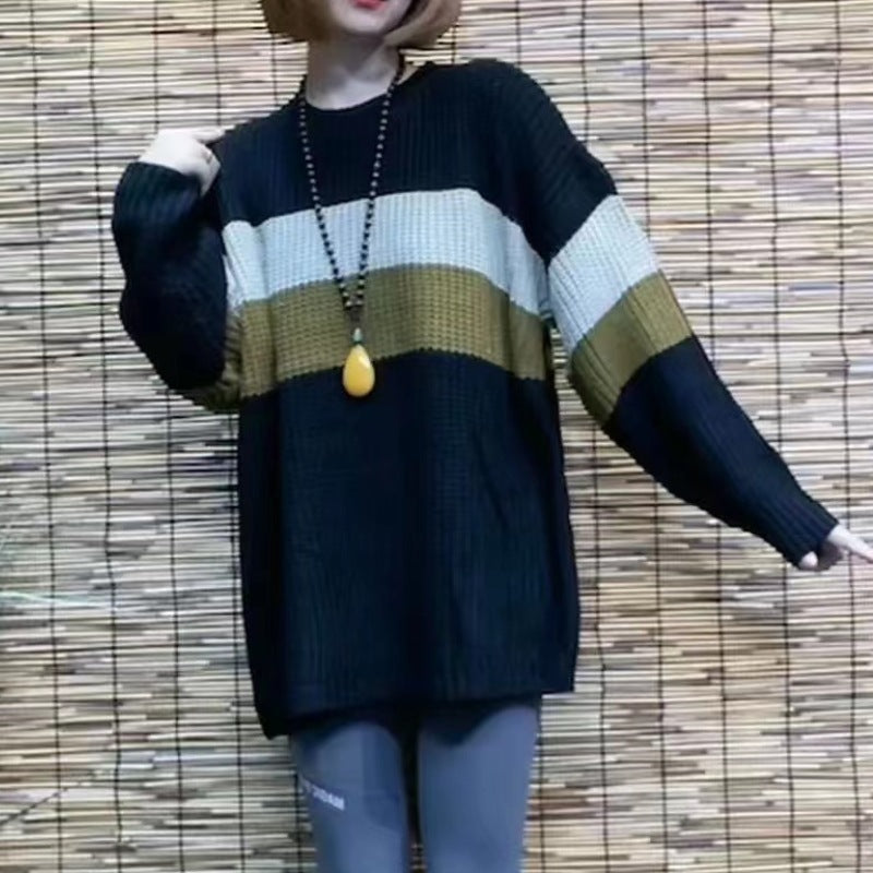 Damen Lässiger Strickpullover im modernen Blockdesign mit extra weitem Schnitt Drune