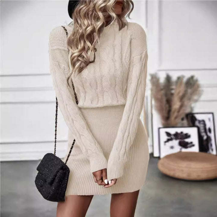 Damen Strickkleid mit strukturiertem Pullover-Set Drune