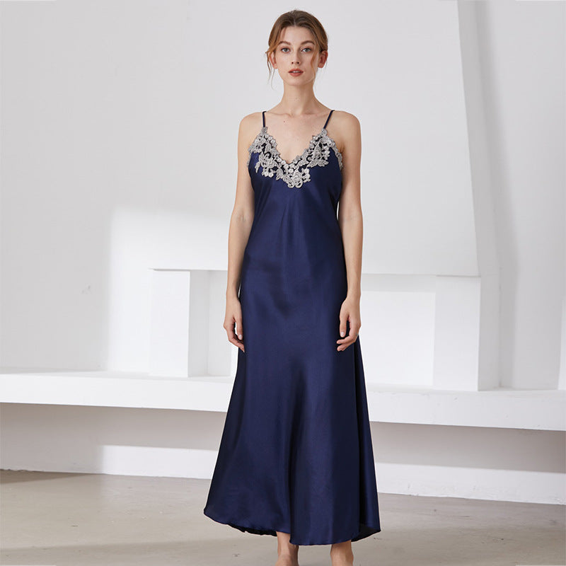 Damen elegantes Nachthemd mit filigraner Spitzenapplikation Drune